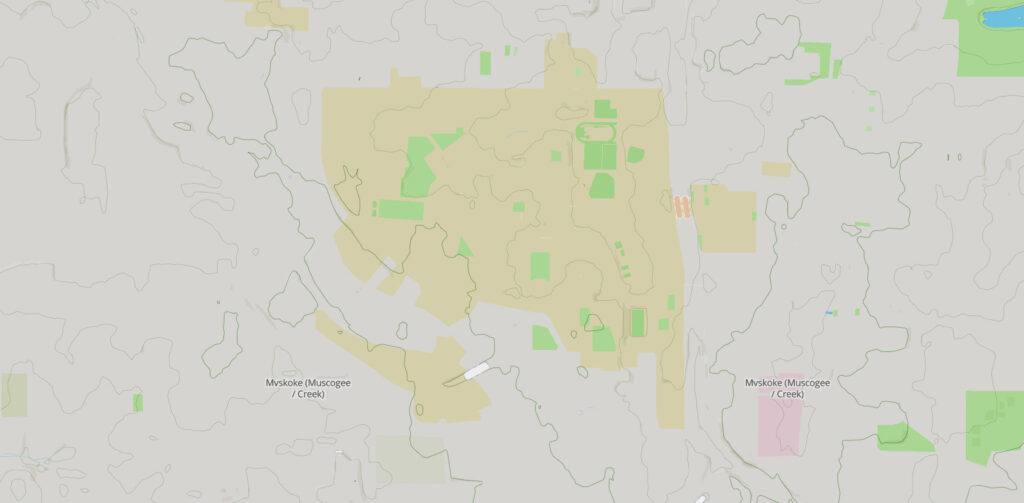 a map of Georgia Tech on Muscogee land