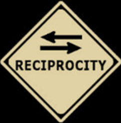 a sign that says reciprocity with arrows going right and left.